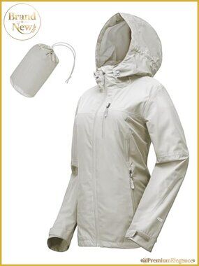 Waterproof Packable Rain Jacket for Women with Hood - Windbreaker for Running,